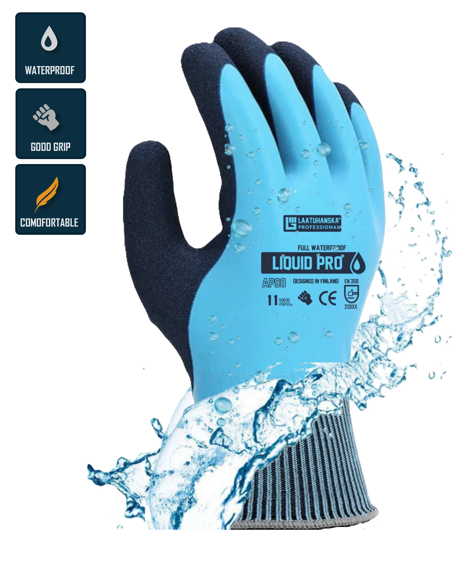 HANSKA LATEKSI LIQUID PRO VEDENPITÄVÄ KÄSINE KOKO 11 ART.AP90