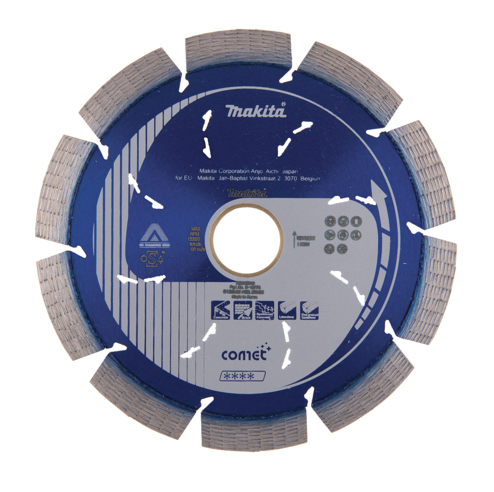 TIMANTTIKATKAISULAIKKA 125X2,2MM, 20/22,23MM, COMET RAPID, SEGM.KORK.10MM, JÄÄHDYTYSREIÄT