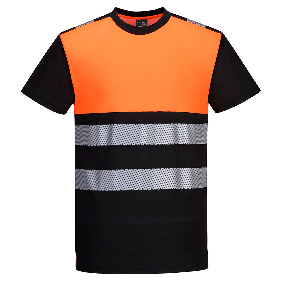 PW311 HI-VIS T-PAITA S MUSTA/ORANSSI