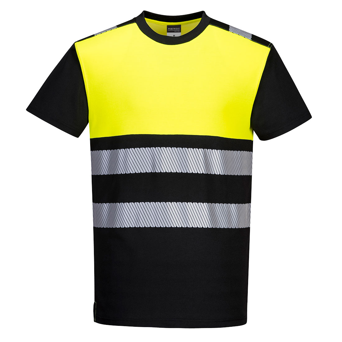 PW311 HI-VIS T-PAITA M MUSTA/KELTAINEN
