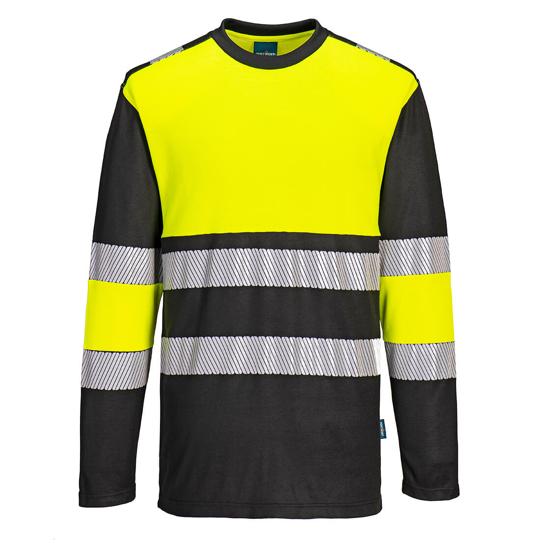 PW312 HI-VIS T-PAITA PITKÄ H.  XXXL MUSTA/KELTAINEN