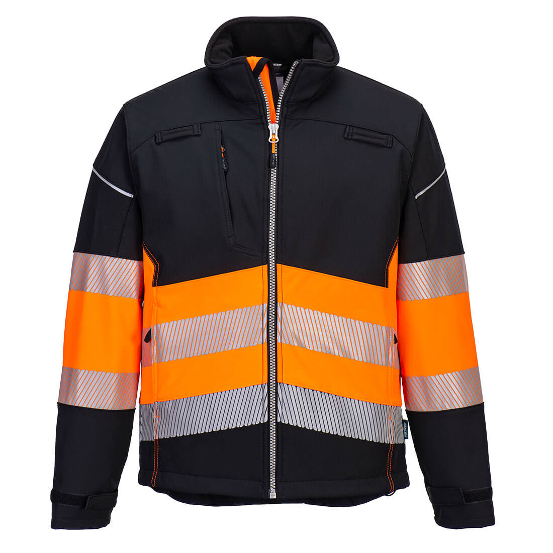 PW3 HI-VIS LUOKKA 1 SOFTSHELL TAKKI 3L S MUSTA/ORANSSI PW375BKO
