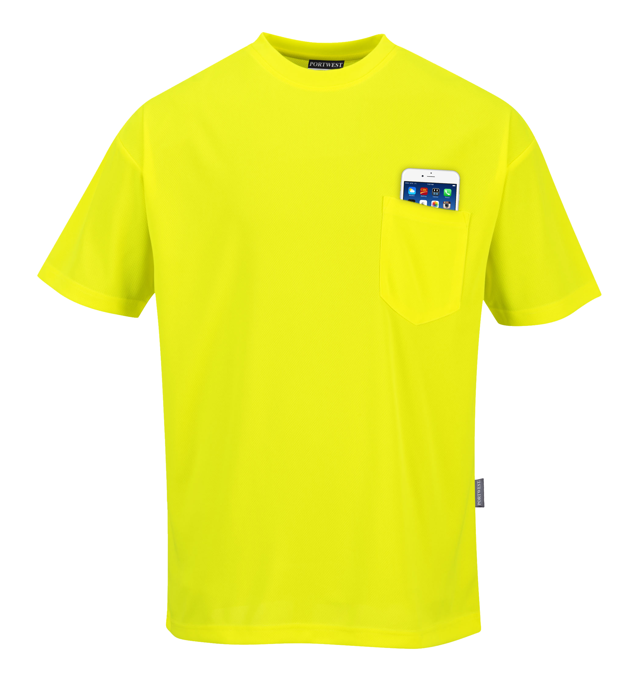 S578 - DAY-VIS 5XL LYHYTHIHAINEN TASKULLINEN T-PAITA KELTAINEN
