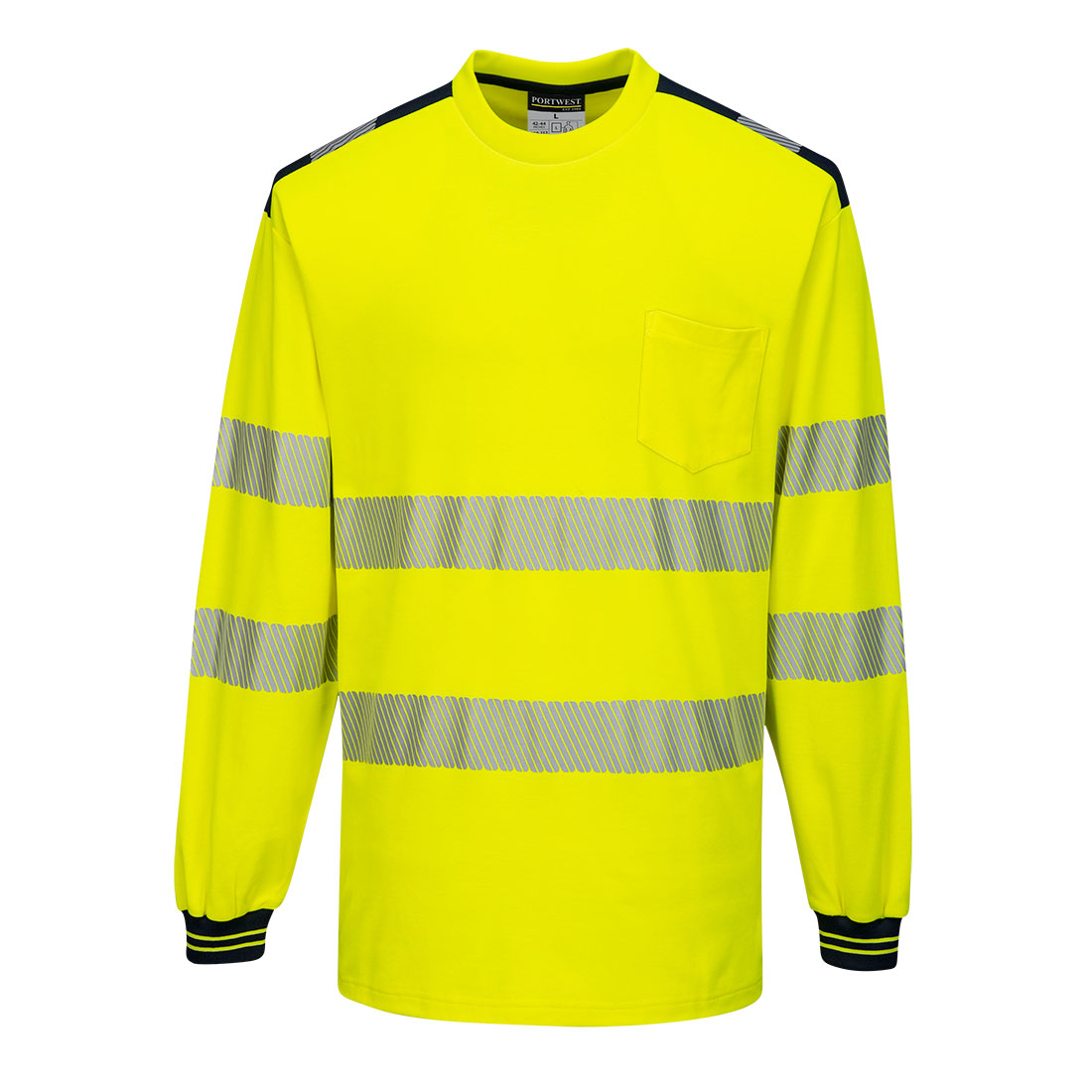 PORTWEST T185 HUOMIO PITKÄH.T-PAITA 4XL HI-VIS KELT/MUST
